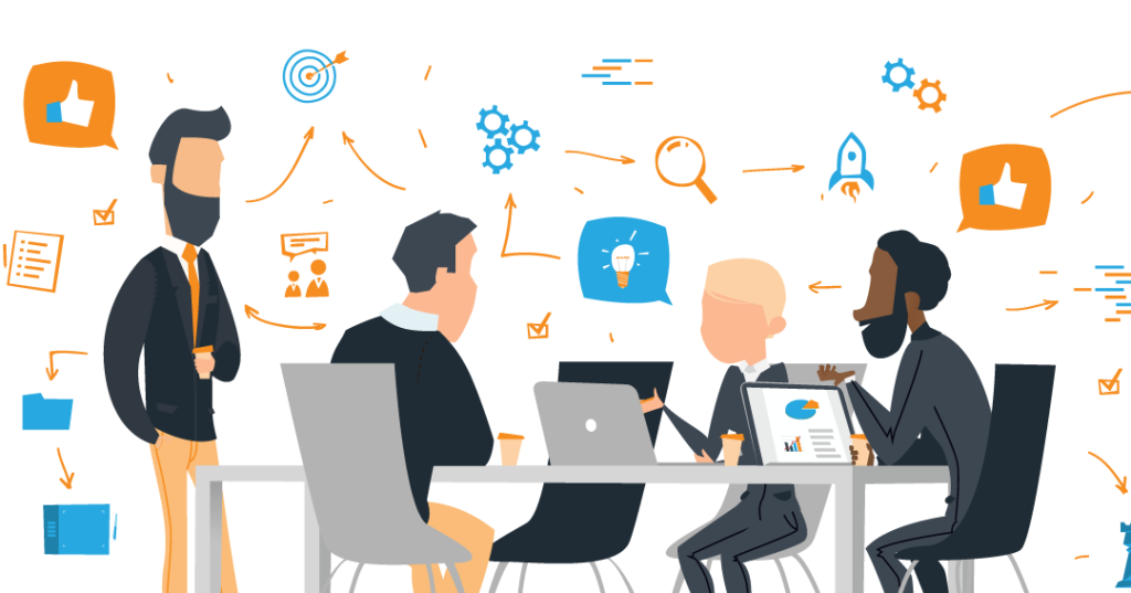 4 người đang ngồi thảo luận với nhau